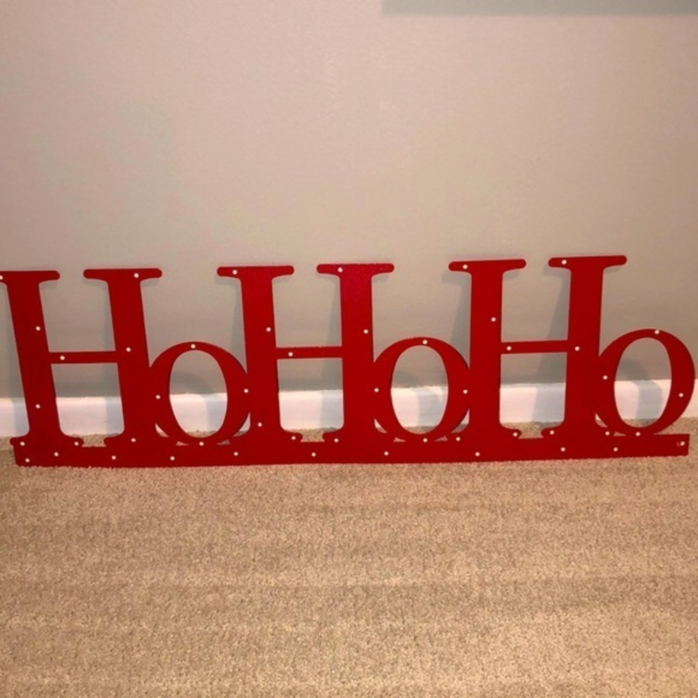 Ho Ho Ho Metal Christmas Holiday Sign Wall Decoration Decor Red‎ 26”